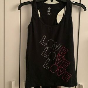Gradient graphic on front that says “ Love”